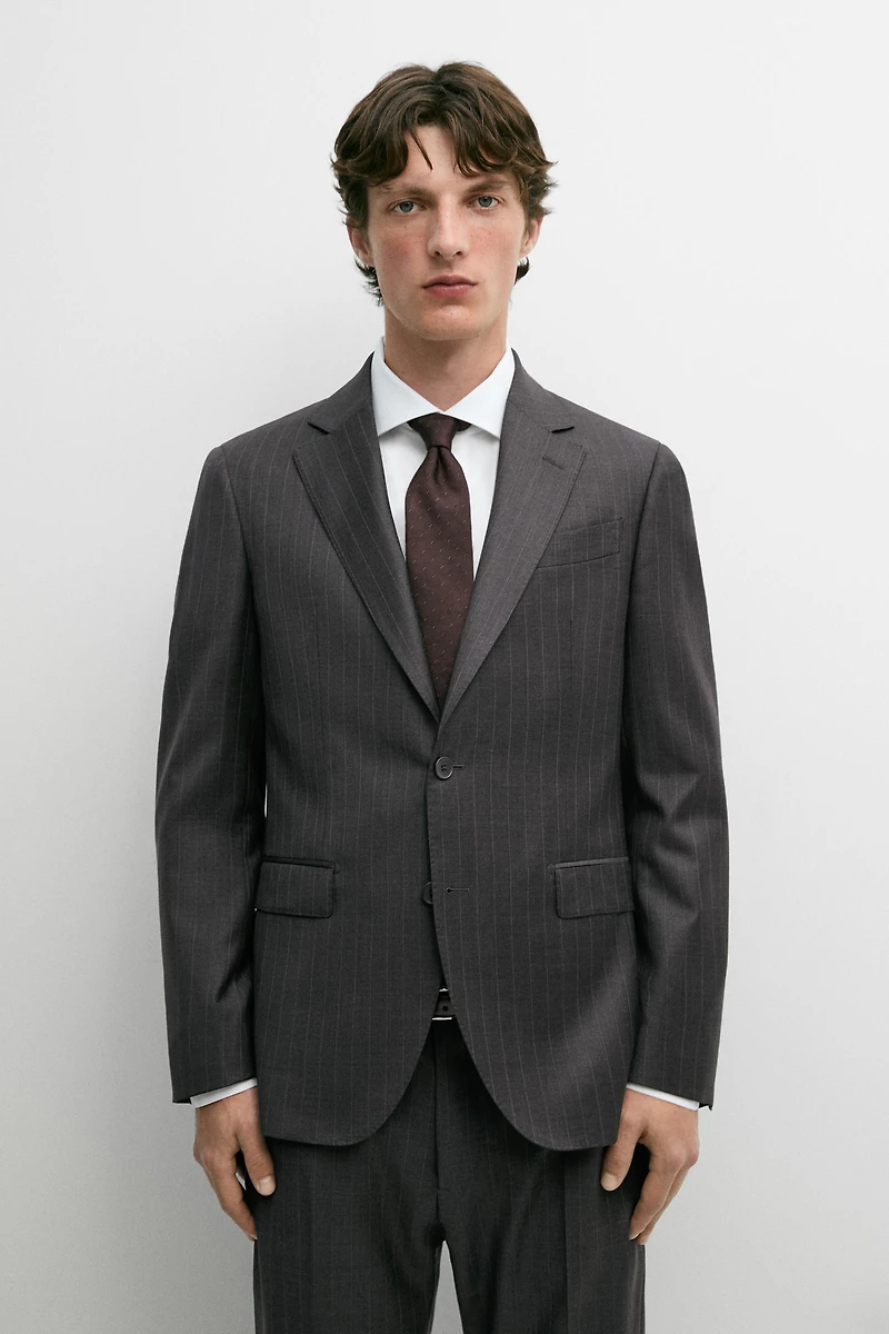 100% wool striped suit blazer