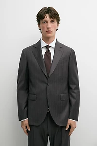 100% wool striped suit blazer