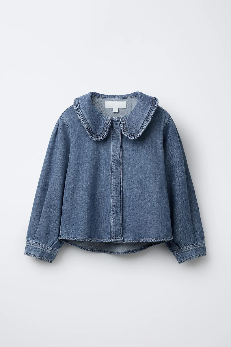 CHEMISE EN DENIM À COL CLAUDINE
