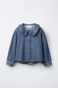 CHEMISE EN DENIM À COL CLAUDINE