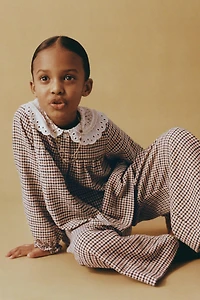 CHEMISE À CARREAUX ET COL BRODÉ