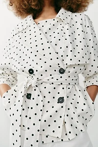 POLKA DOT BELTED TRENCH JACKET