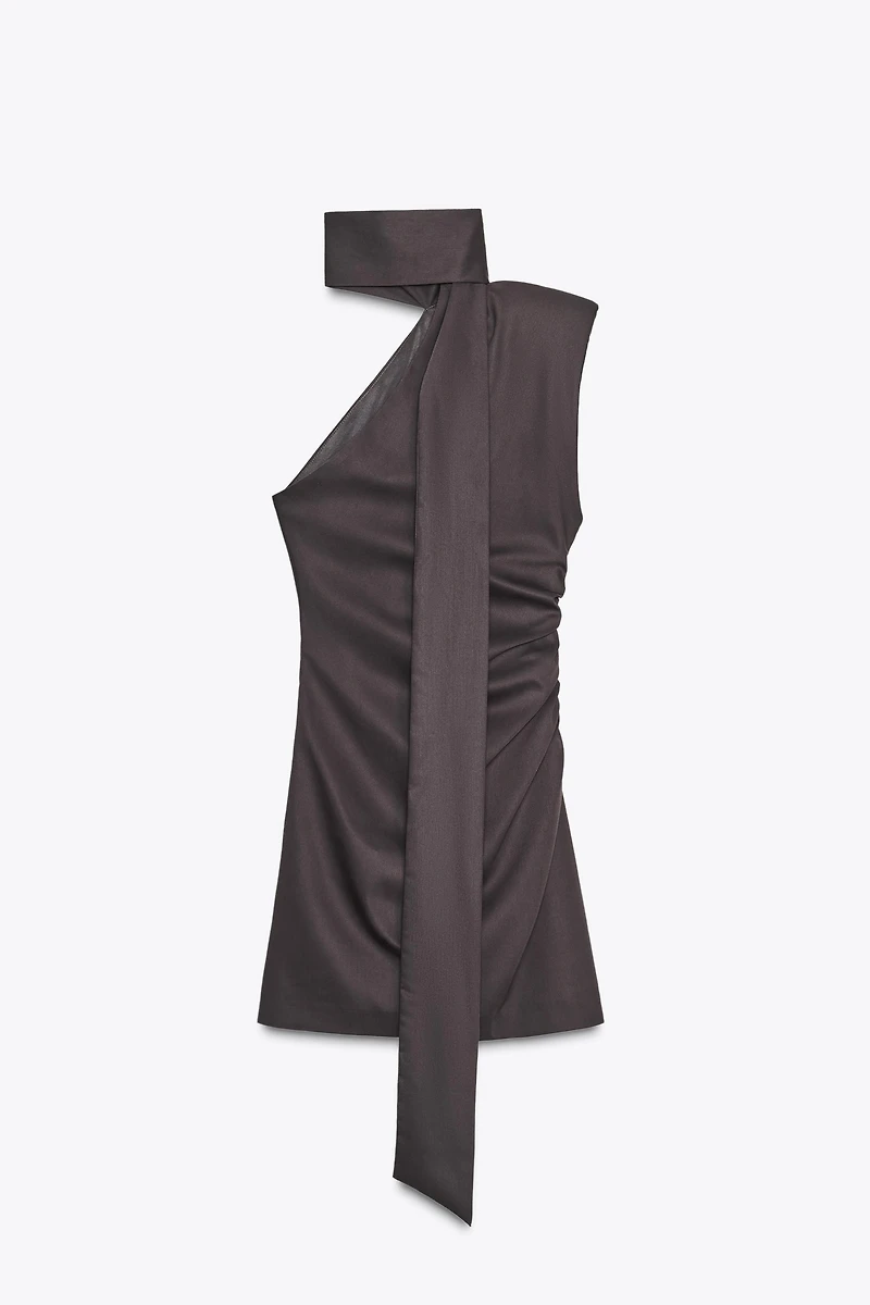 ROBE COURTE ASYMÉTRIQUE FOULARD