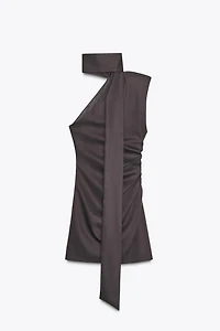 ROBE COURTE ASYMÉTRIQUE FOULARD