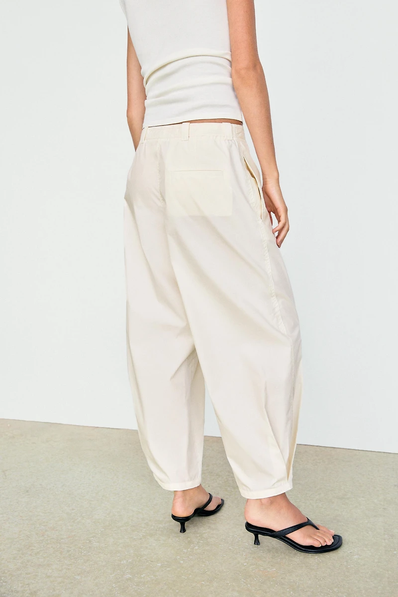 Cotton blend pants with tie detail