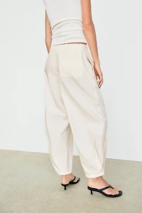 Cotton blend pants with tie detail