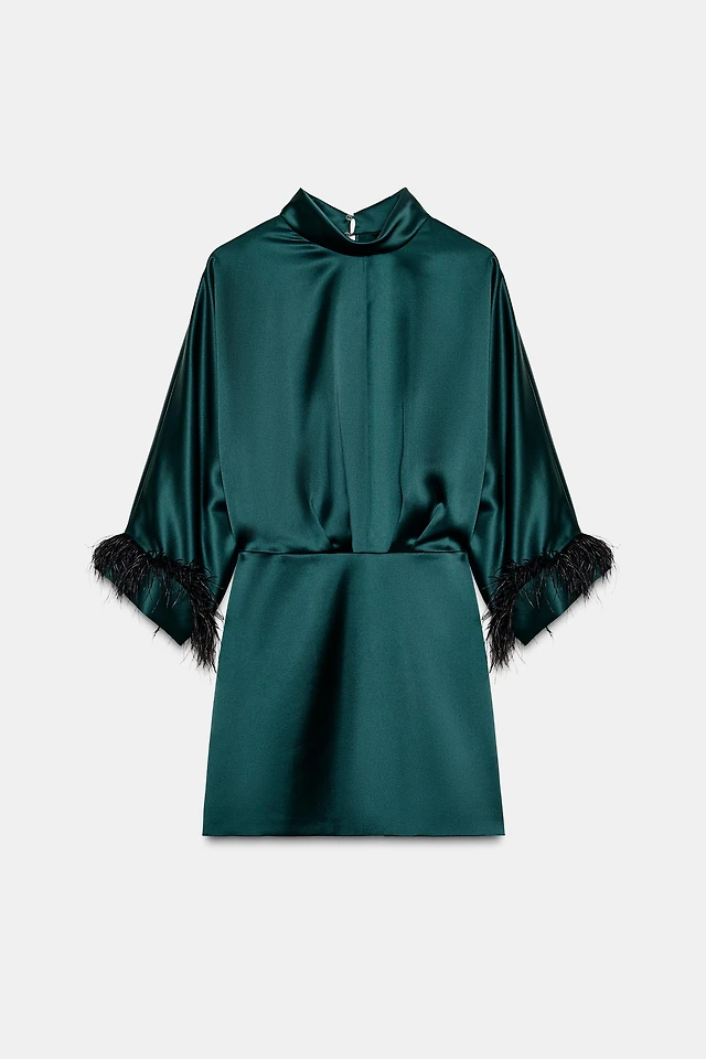 zara feather satin effect dress Zara | Dresses | Zara Feather Satin Effect Dress