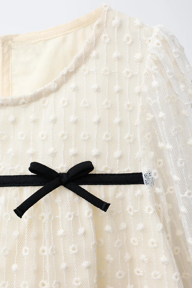 Zara EMBROIDERED TULLE DRESS WITH BOWS