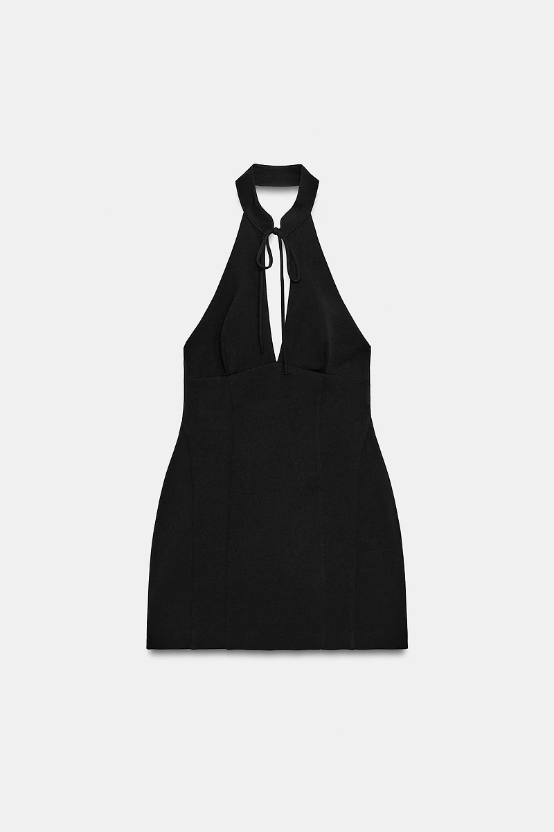 VOLUMINOUS HALTER MINI DRESS
