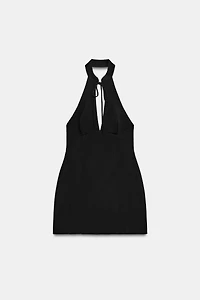 VOLUMINOUS HALTER MINI DRESS