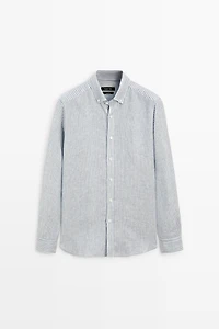 100% linen striped shirt