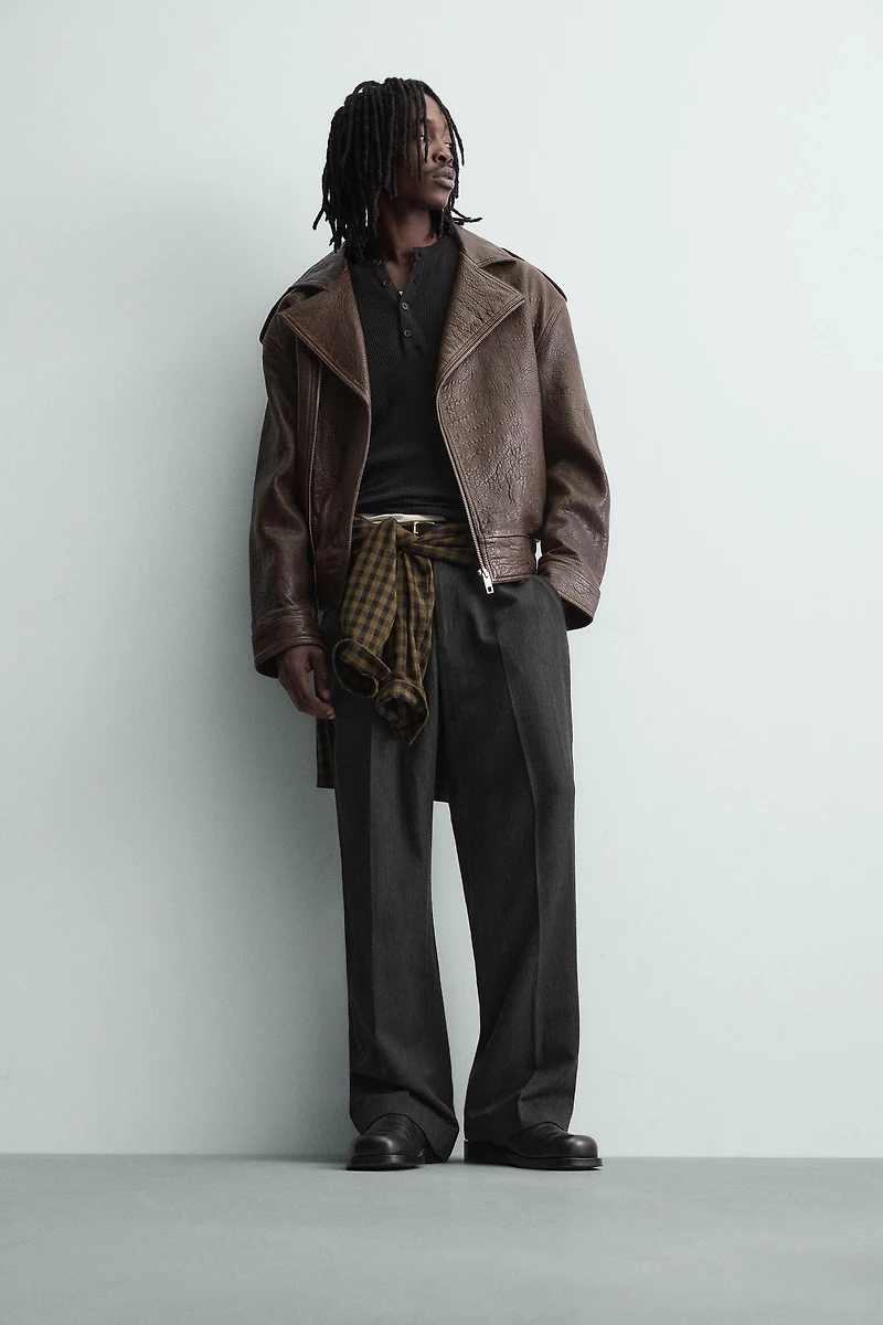 OVERSIZED LEATHER BIKER JACKET