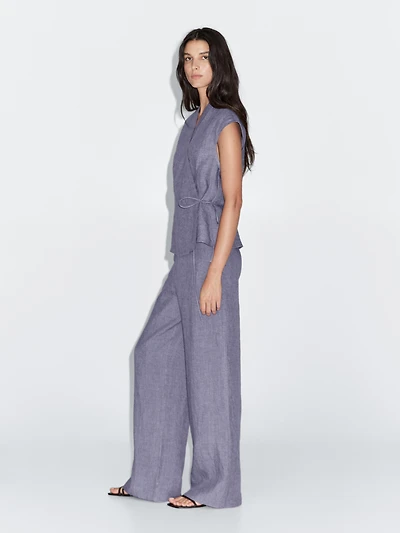 100% linen high-waist trousers