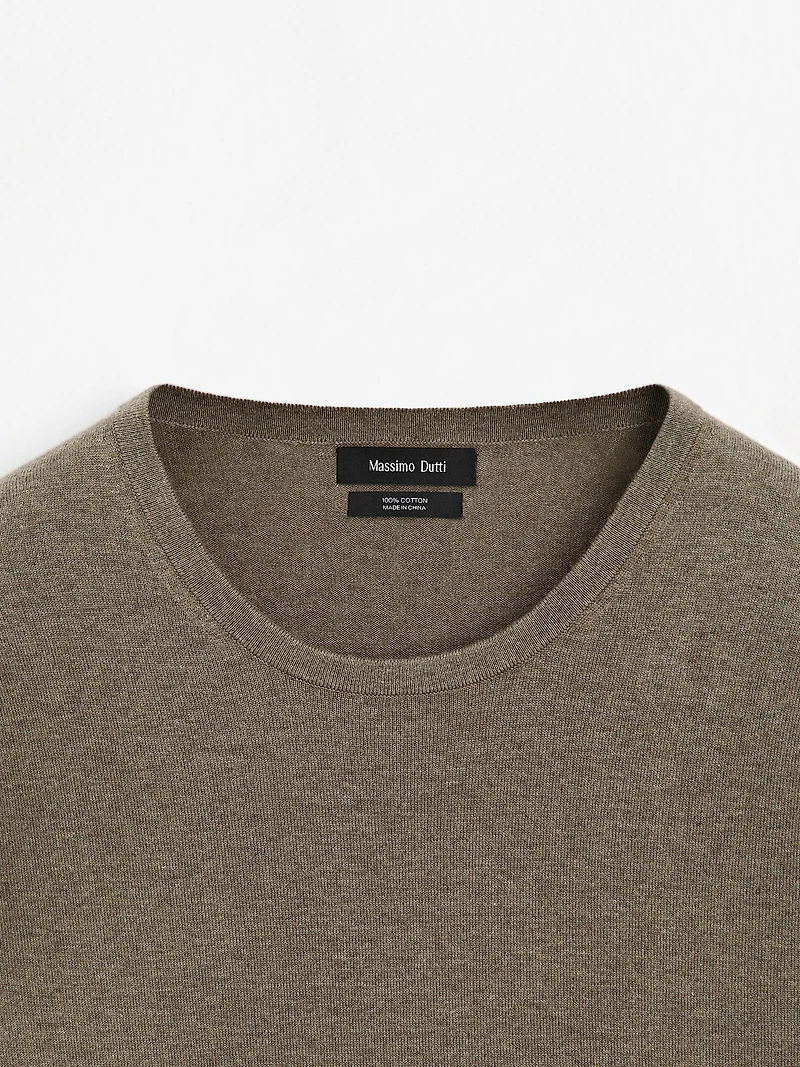 Long sleeve cotton knit sweater