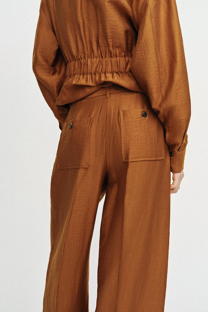 FLOWY LINEN BLEND PANTS WITH SLITS