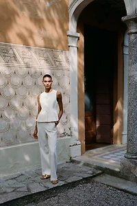HIGH-WAISTED STRAIGHT LEG PANTS