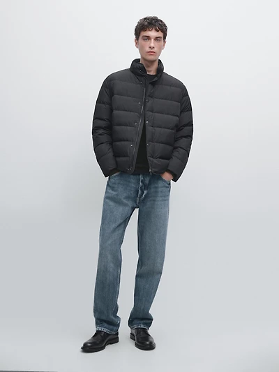 Water-repellent puffer jacket with down blend