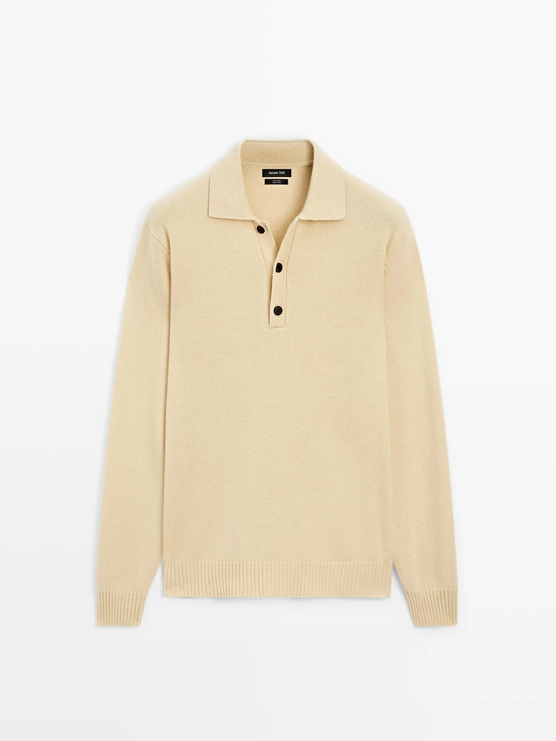 100% wool knit polo sweater