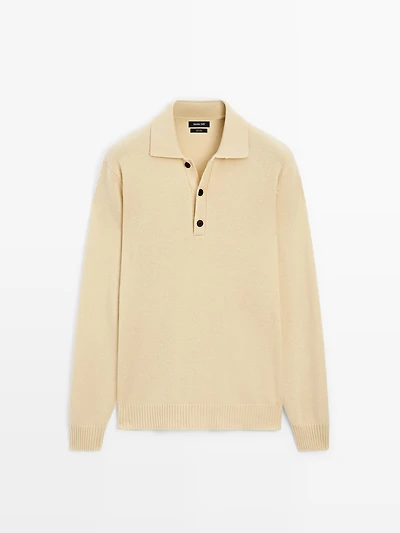 100% wool knit polo sweater