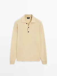 100% wool knit polo sweater