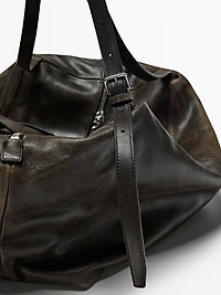 Sac duffle en cuir nappa craquelé