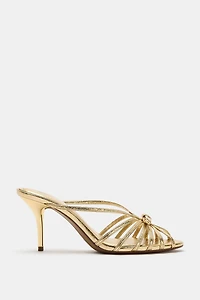 METALLIC HEELED SANDALS WITH BOW