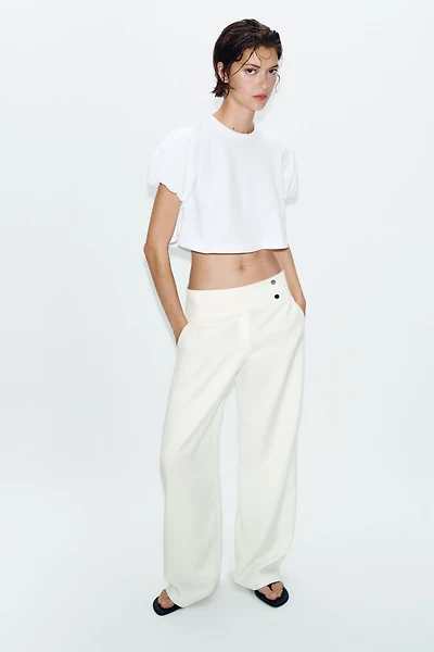 CROPPED VOLUMINOUS SLEEVE T-SHIRT