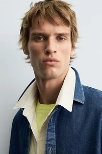 TOPSTITCHED DENIM SHIRT