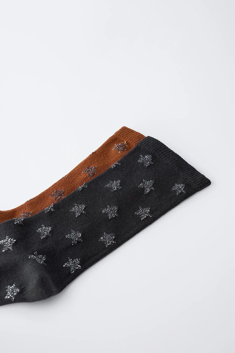 LOT DE DEUX CHAUSSETTES LONGUES ÉTOILES BRILLANTES