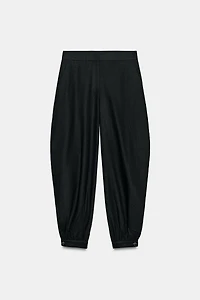 PANTALON BOUFFANT EN LIN À OUVERTURES