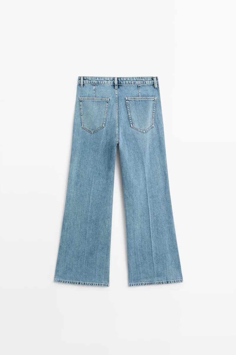 High-waist cropped flare jeans