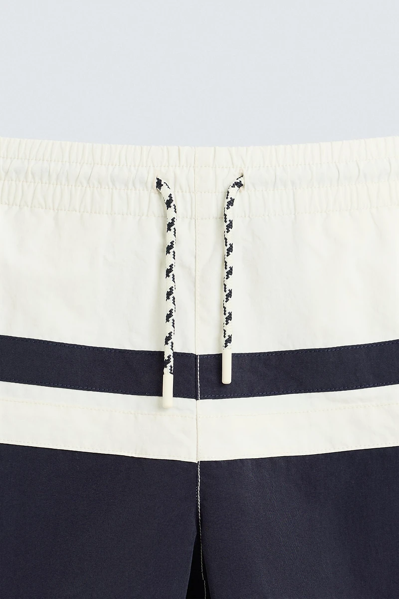 COLOR BLOCK LONG SWIMSUIT