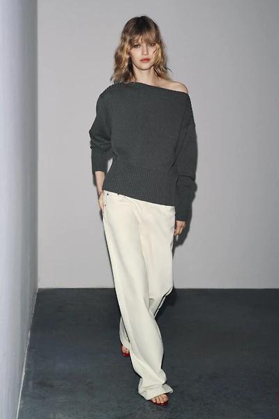PULL EN MAILLE COL BATEAU