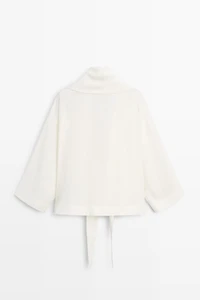 Flowing linen-blend shirt with tie detail