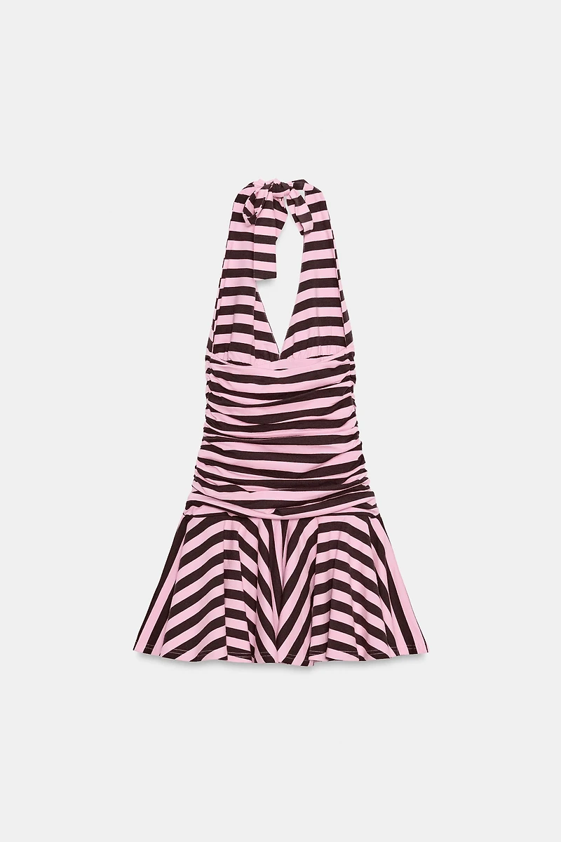 ROBE HALTER À RAYURES