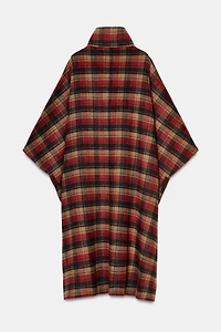 PLAID WOOL CAPE ZW COLLECTION LIMITED EDITION