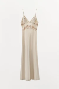 EMBROIDERED BEADED SLIP DRESS