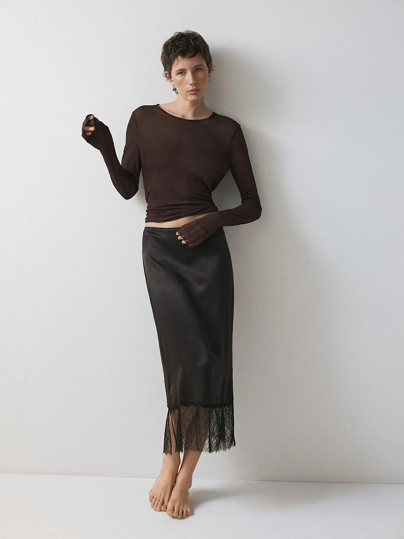 Long sleeve silk T-shirt