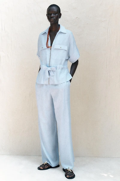 PANTALON LARGE AVEC LIN