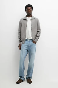 100% cotton zip-up knit cardigan