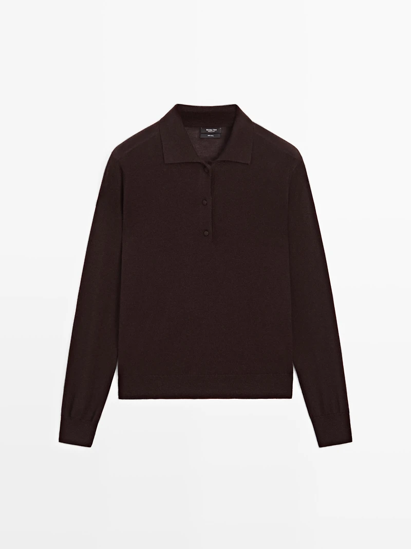 Pull polo en maille 100 % laine