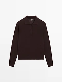 Pull polo en maille 100 % laine
