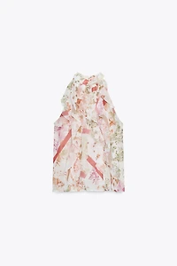 FLORAL PRINT RUFFLED TOP