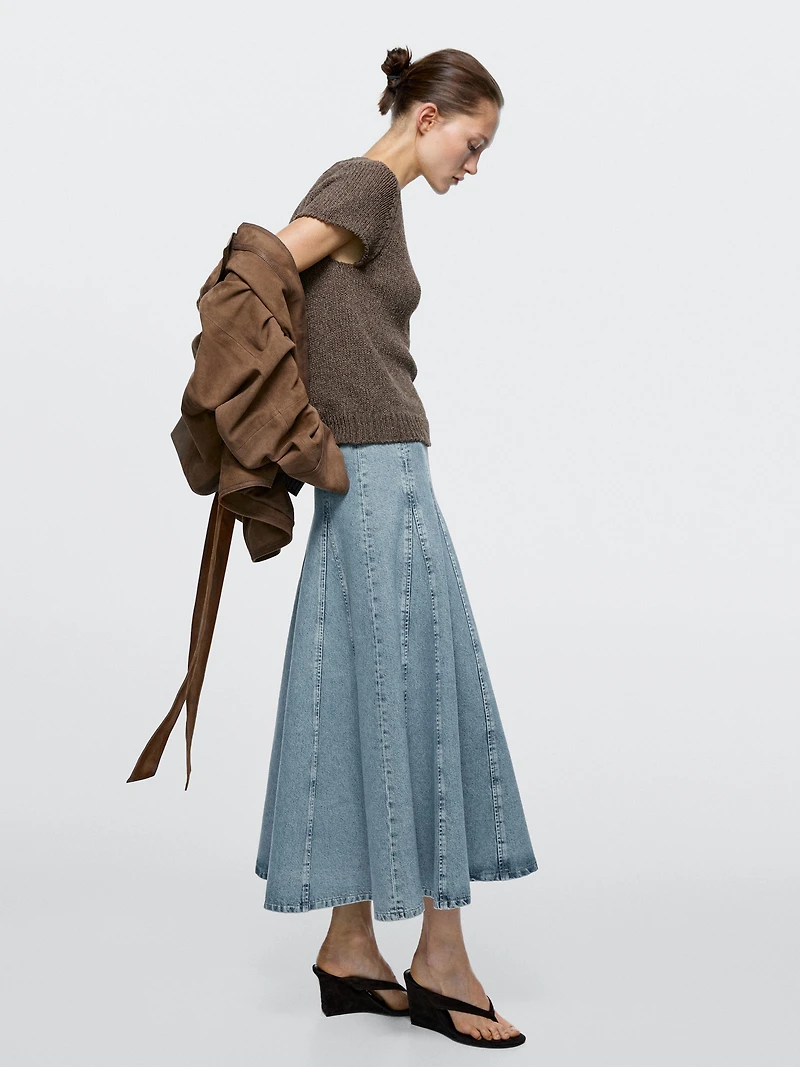 Jupe midi godet en jean