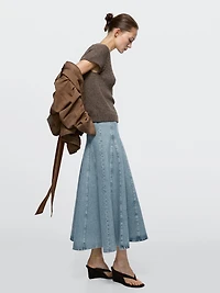 Jupe midi godet en jean