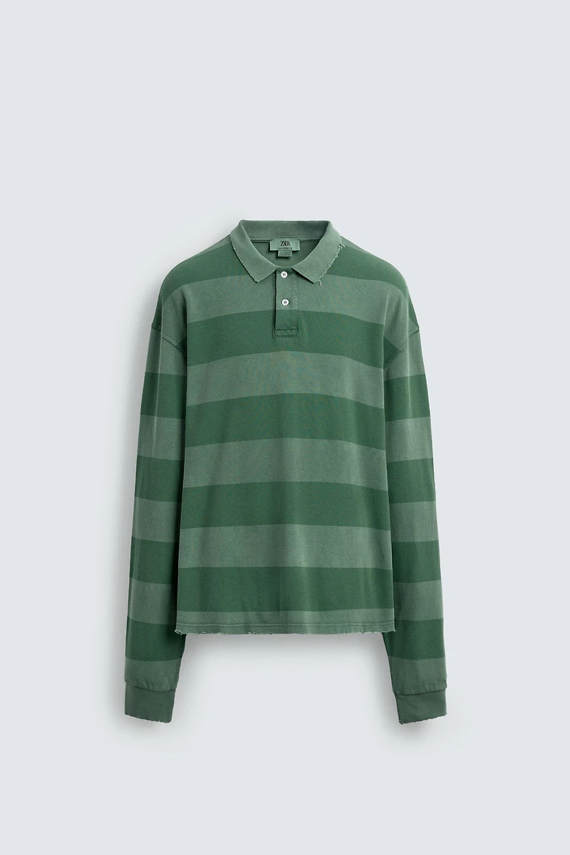 WASHED STRIPED PIQUÉ POLO SHIRT