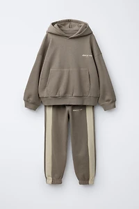 HOODIE AND STRIPED JOGGER PANTS SET