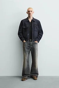 CROPPED FIT RIPPED EFFECT JACKET