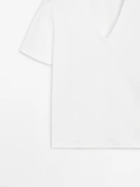 100% cotton interlock V-neck T-shirt