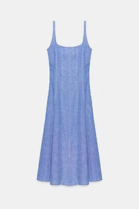 ROBE MI-LONGUE EN LIN ET DENTELLE